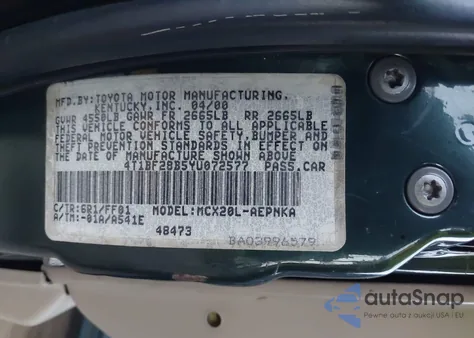 2000 Toyota Avalon Xl from USA, damaged, VIN 4T1BF28B5YU072577